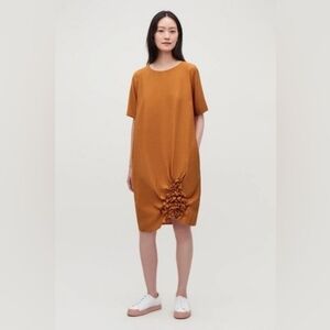 NWT COS Modal Rust Orange Side Rouche Detail Dress Size 6​​​​​